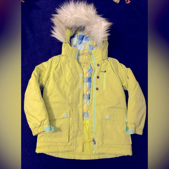 🎄❄️☃️ L.L.Bean Maine Mountain Parka Little Girls M 5-6, Vibrant Citron ❄️ - Picture 1 of 16